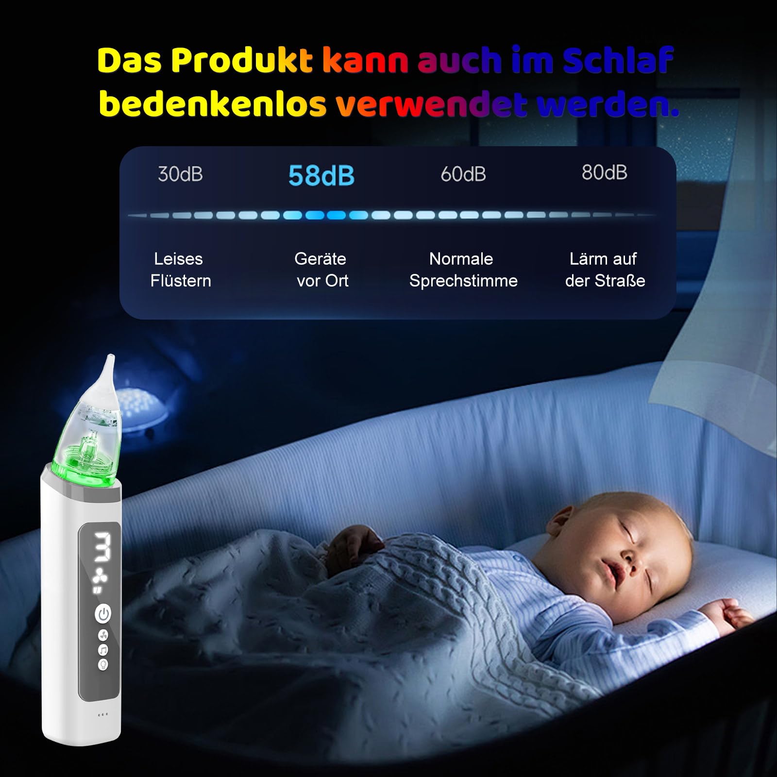 Nasensauger Baby, Baby Nasensauger Elektrisch, Lindert Sanft Die Verstopfte Nase Ihres Babys, Verfügt Über Eine Musikfunktion und 3 Saugstufen, Geeignet für Kinder Im Alter von 0 bis 12 Jahren