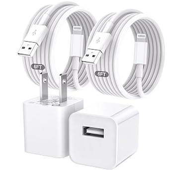 [Apple MFi Certified] iPhone Charger, 2 Pack 6FT Lightning Cable Fast Charging Cord + USB Wall Charger Block, Durable Quick Fast Charger for iPhone 14 13 12 11 Pro Max XR XS X 8 7 SE, iPad, AirPods