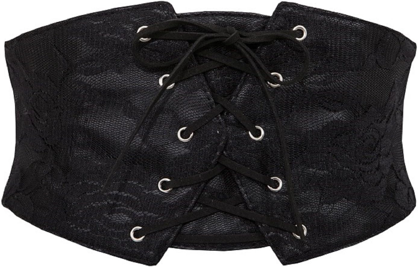 Alinfu Womens Wide Elastic Stretch Waist Belt Lace Up Corset Waist Band