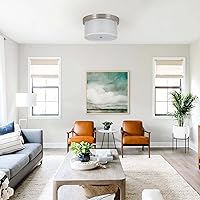 Vista 10 de 3-Light Flush Mount Ceiling Light Fixture, Modern Close to Ceiling Light with Double Fabric Drum Shade, Hallway Light Fixtures Ceiling Mount for