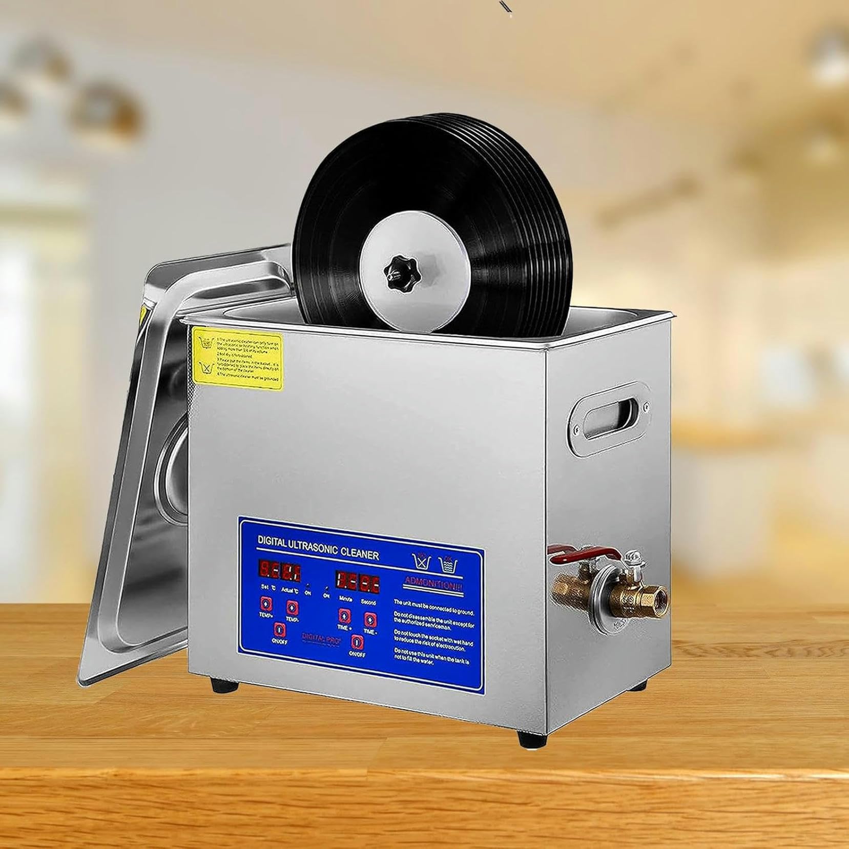 Ultraschallreiniger Von Vinylscheiben, Einstellbare Temperatur, 6L Edelstahlscheiben, Kommerzieller Ultraschallreiniger Für LP ~/