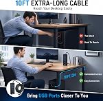 4 Port USB 3.0 Hub 10FT Long Cable with 5 Gbps & 5V USB-C Power Supply for Laptop Desktop PC – USB Hub Splitter Extender Expander Compatible with Mac, Windows