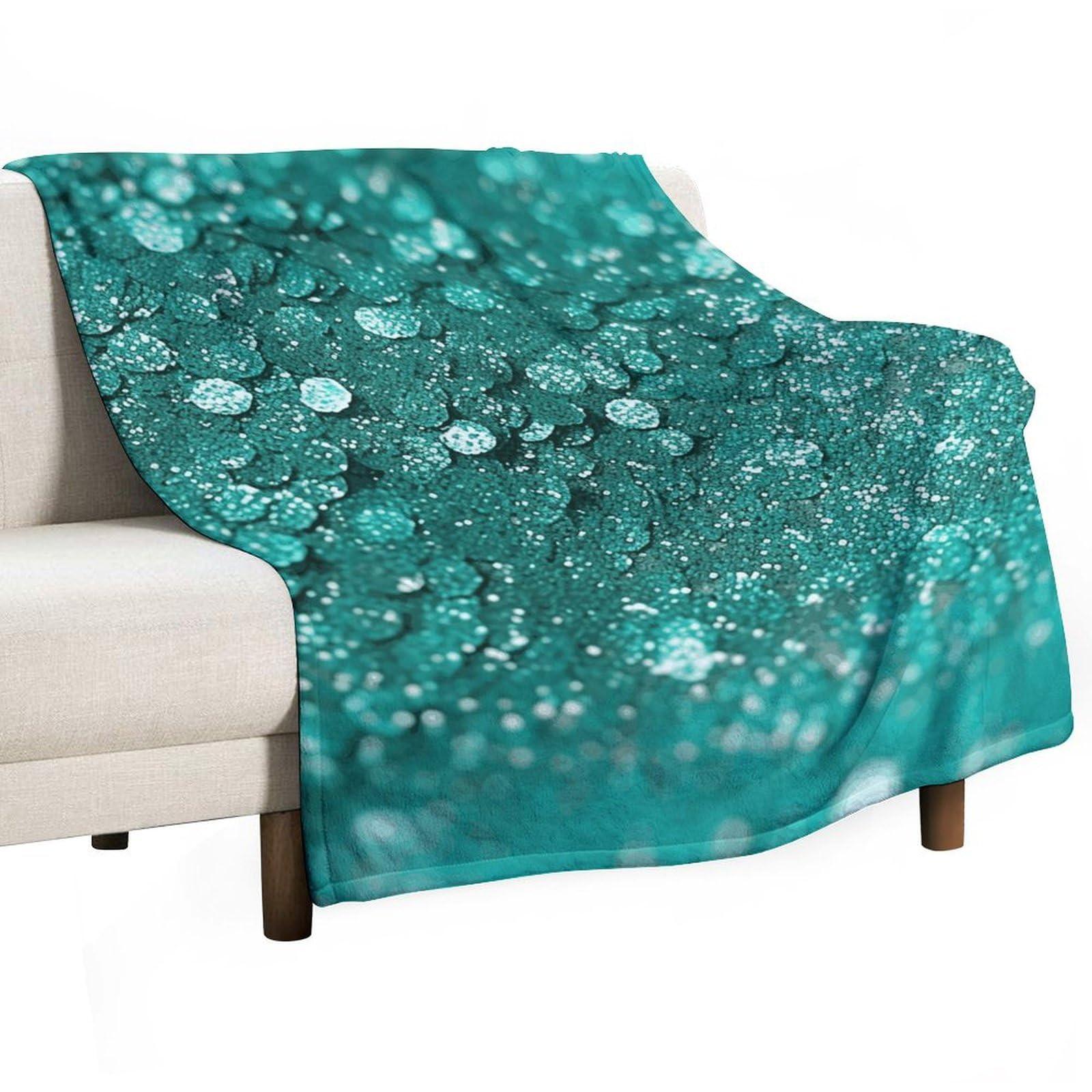 Couverture flanelle turquoise anti-froid pour grand lit et canapé soyeux