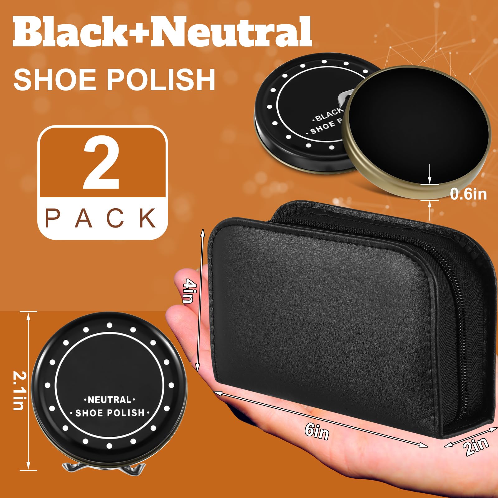 Loopeer Kit completo de esmalte de zapatos, kit completo de limpieza de zapatos, kit de cuidado de brillo para zapatos, caja de cepillo para botas para hombres y mujeres, color negro, Negro y