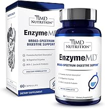 1MD Nutrition EnzymeMD - Digestive Enzymes Supplement - Doctor Formulated | 18 Plant-Based Enzymes - Gas & Bloating Support | 60 Capsules