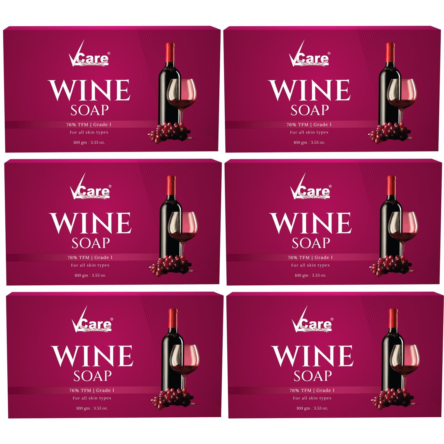 Vcare Red Wine Soap for All Skin Types - Redwine Bathing Bar Deep Cleansing, Exfoliating & Moisturizing Bathing Soaps Combo Pack - 100g (Pack of 6)-image-23