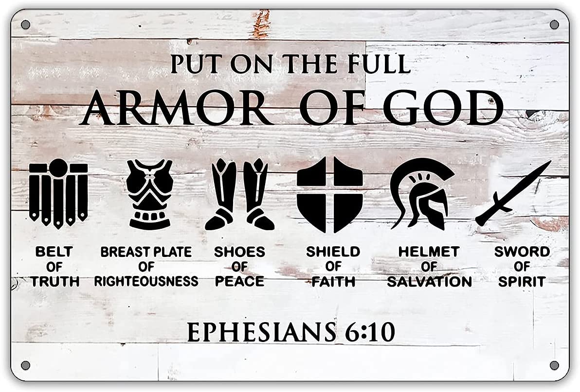 Strunt Metal Sign2 Vintage Metal Tin Plaque Signs Retro Signs Funny Put On The Full Armor Of God Metal Tin Sign Wall Decor, Farmhouse Rustic Christian Sign For Home Decor Gifts 5.5X8inch