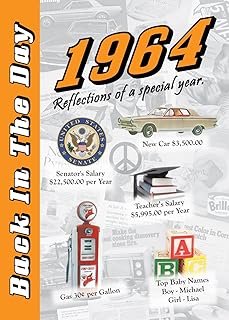 1964 Back In The Day - 24-page Greeting Card / Booklet with Envelope (5 x 7 Size) – Great for Birthdays, Anniversaries, Reunions, Graduations, Client & Corporate Gifts