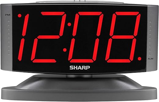 Sharp Home LED Digital Alarm Clock – Swivel Base Outlet Powered, Simple Operation, Alarm, Snooze
