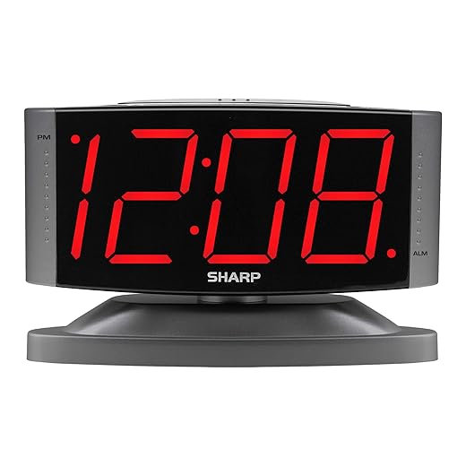 Sharp Home LED Digital Alarm Clock – Swivel Base Outlet Powered, Simple Operation, Alarm, Snooze