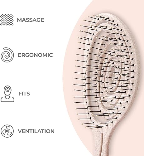 Miniatura 3 de Ninabella - Cepillo orgánico desenredante para el cabello para mujeres, hombres y niños, no tira del cabello, alisador de cabello para cabello liso,