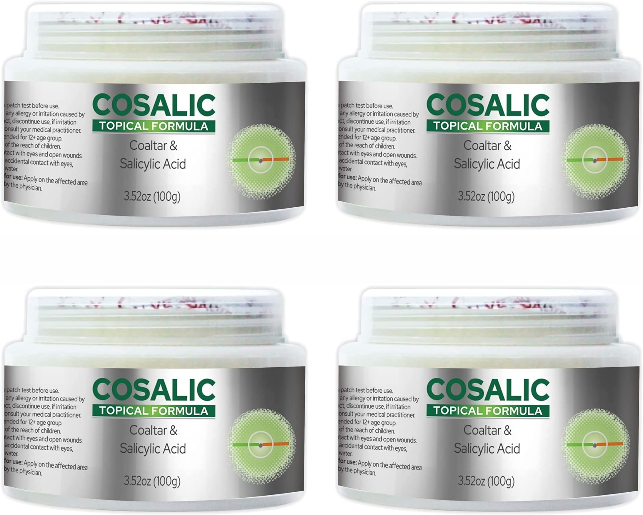 SALVE Cosalic Coal Tar & Salicylic Acid Ointment (100 g / 3.5 oz) Pack of 4 - Psoriasis Relief Cream for Scaly, Itchy, Flaky Skin