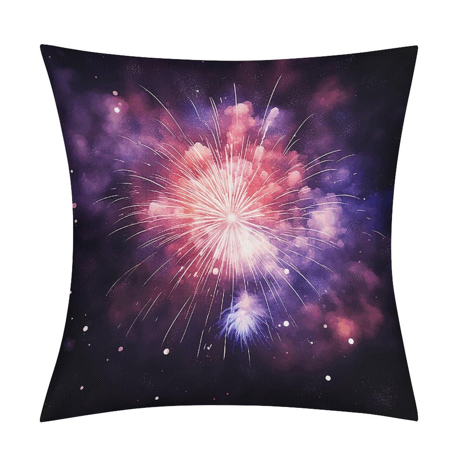 Fodpand Style Exploding Fireworks Pillow Covers 18X18 Inch, Pillow Cases Boho Farmhouse, Throw Pillow Covers For Couch Sofa Bed Spring Home Decor