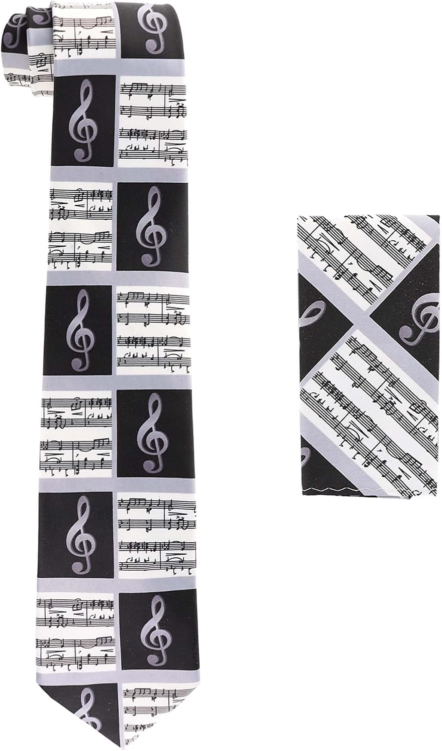 Premium Musical Necktie & Pocket Square Set for Men - Matching Men's Tie Set