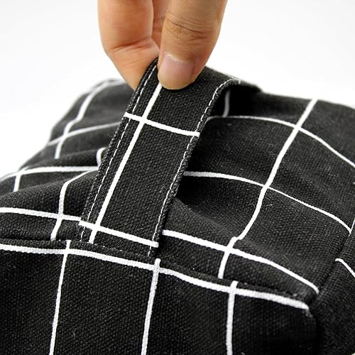 Vista 7 de Tope de puerta decorativo con peso, tope de puerta de tela con asa, cubo cuadrado resistente, protectores de pared para el hogar, oficina, A