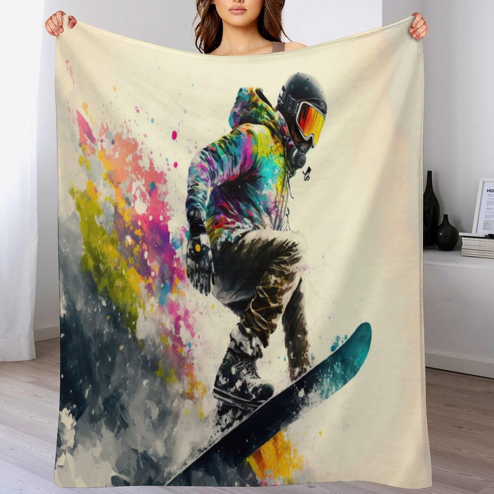 Manta de franela para snowboard de 140x180 cm suave de forro polar 3D para cama y sofa