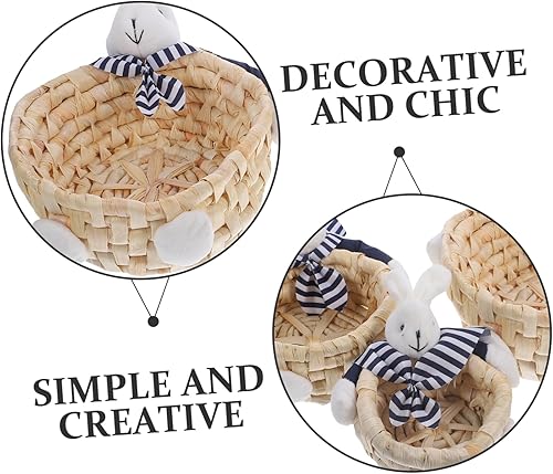 Miniatura 9 de STOBAZA 6 Pcs Rabbit Storage Basket Woven Baskets Hamper Bread Basket Seagrass Basket Easter Decorative Straw Basket Woven Picnic Basket Grocery