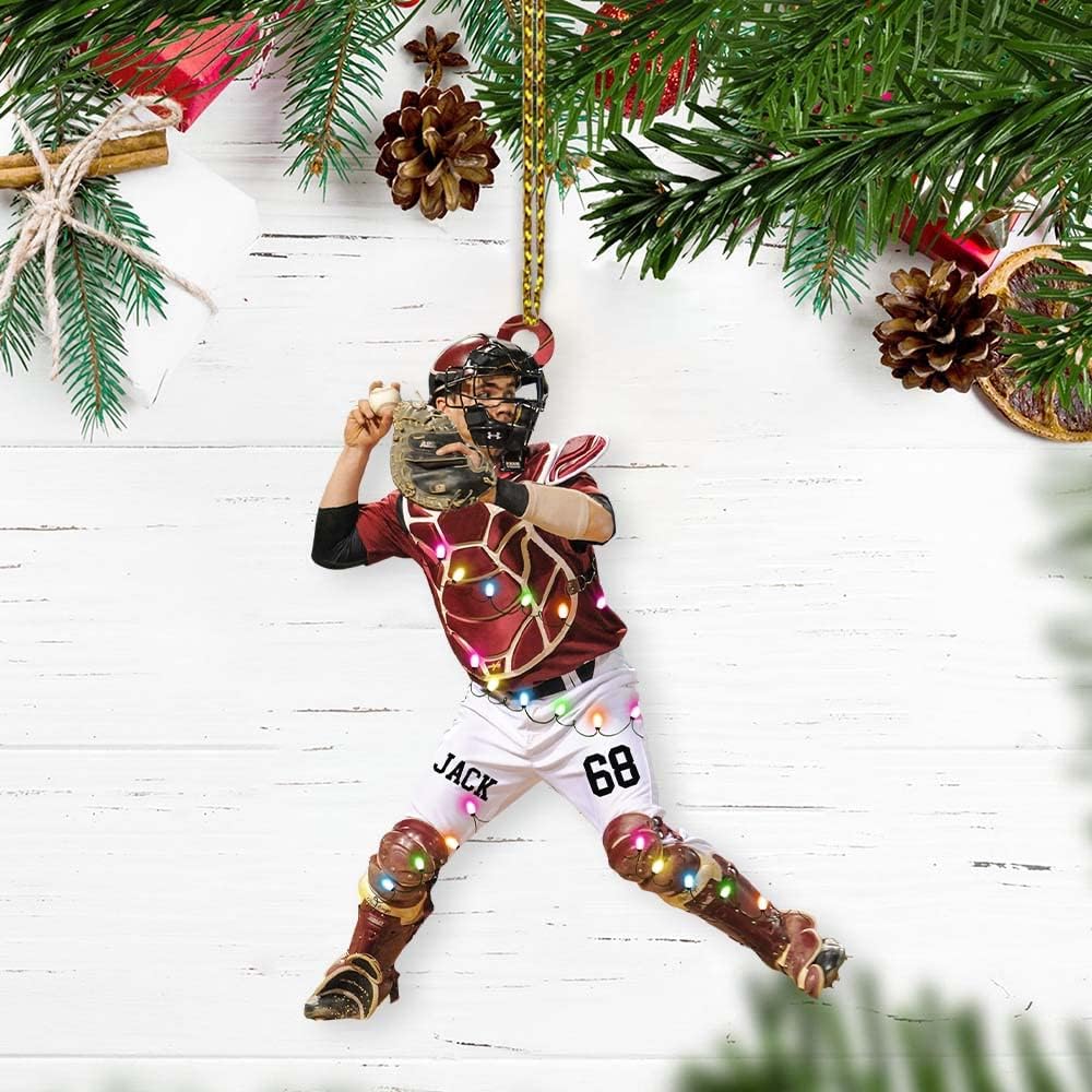 Personalized Baseball Pitcher Ornament, Sport Christmas
