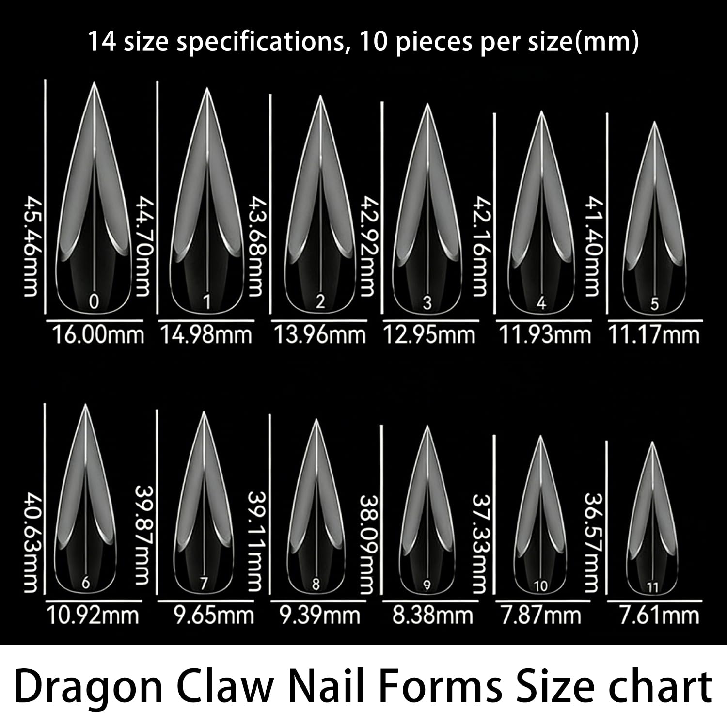 140 Pcs Medium Claw Nail Forms Cat Claw Curved Stiletto Nail Dual Forms