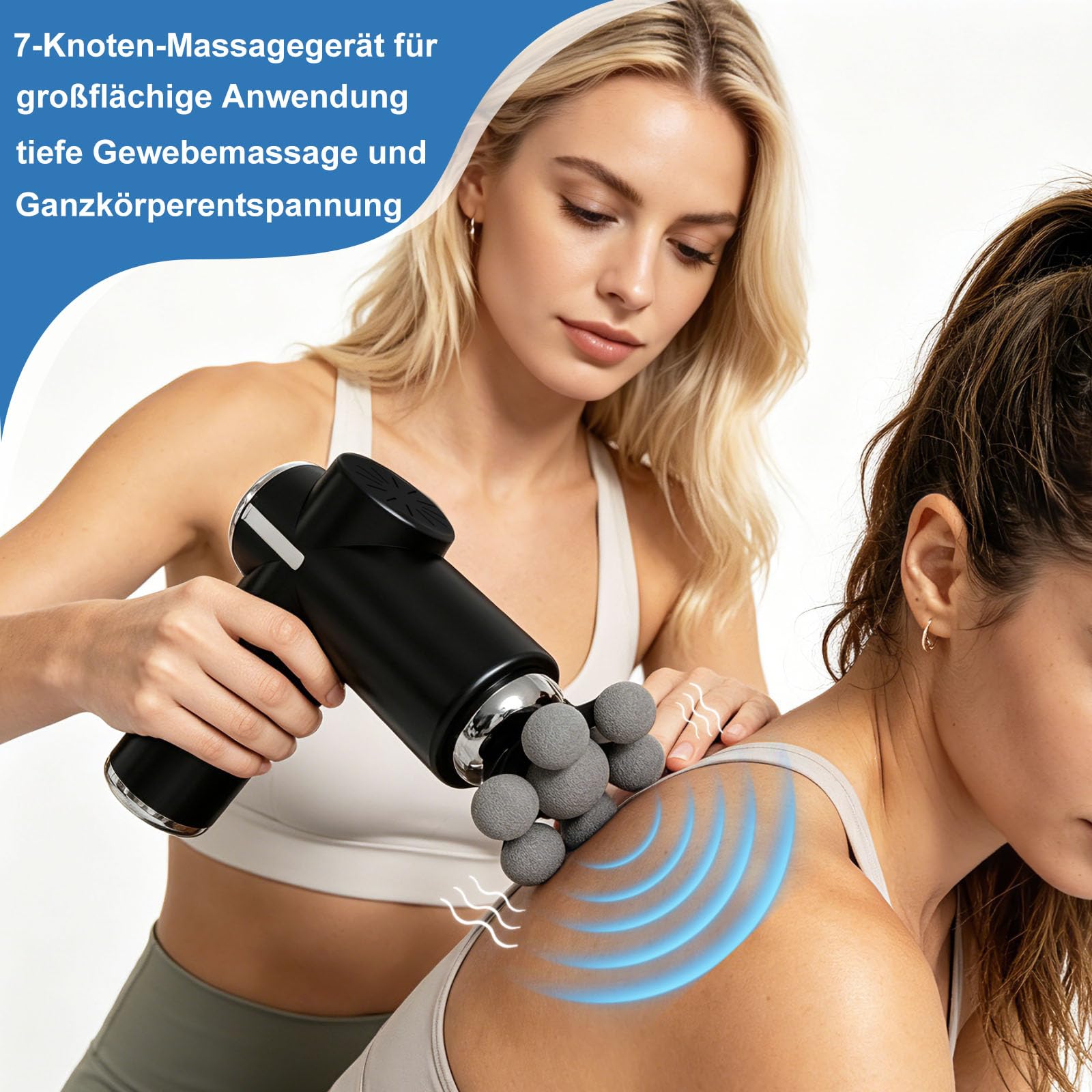 Tiefengewebe-Massagegerät, Muskelmassagegerät mit 6 Geschwindigkeitsstufen und 5 Massageköpfen, tragbares, leises Massagegerät zur Entspannung von Körper, Rücken und Schultern (Schwarz)