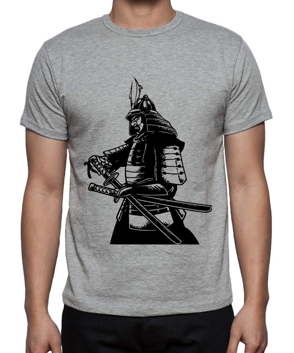 Caseria Men's Cotton Printed T-Shirt -Samurai Man | 100% Cotton | Half Sleeves | Regular Fit | Printed | Round Neck | Graphic T Shirt