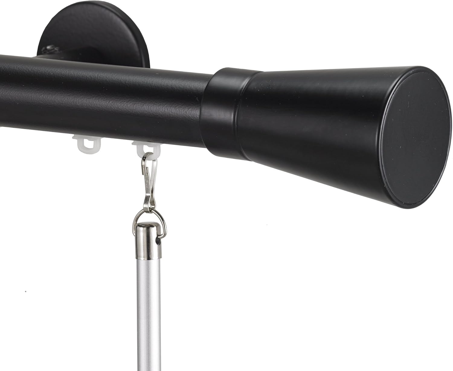 Tekno 25 Linea 1-1/8 Inch Diameter Single Traverse Window Curtain Rod Set, 96 Inch, Black