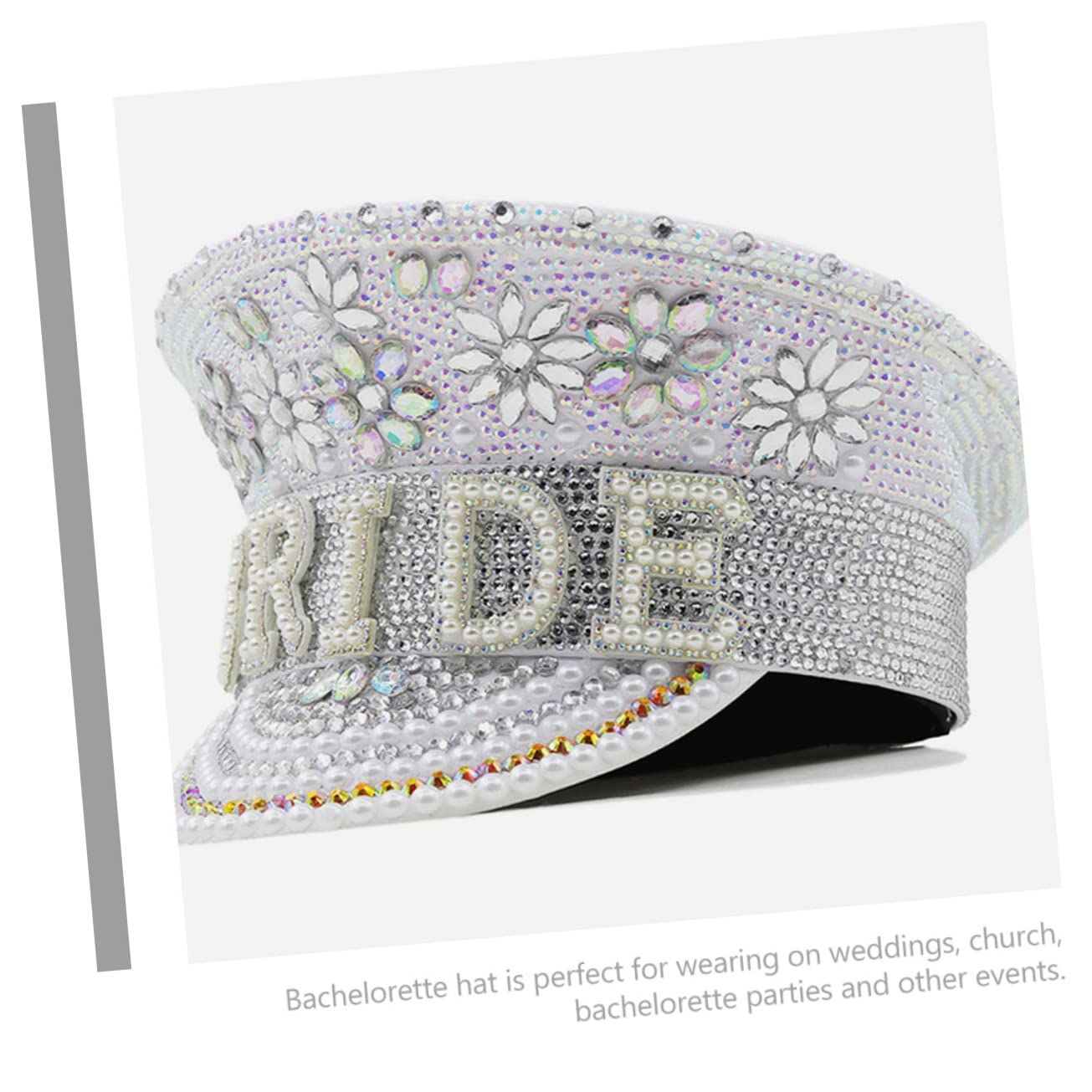 PRETYZOOM Sombrero de Novia Estilo Brillante y Glamuroso Incrustaciones de Strass Blanco Diseño Delicado y Cómodo para Bodas y Eventos Obsequios en Iglesia