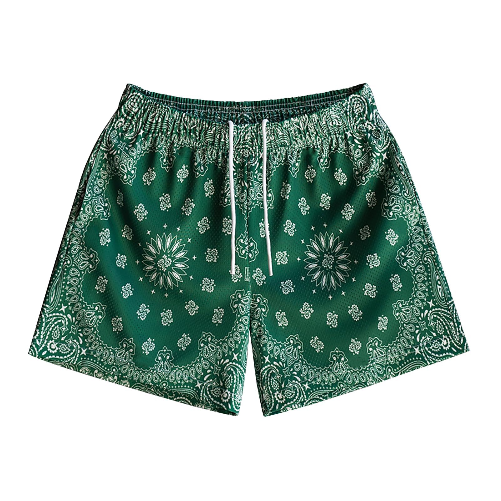 MECH-ENG Men's Paisley Shorts Graphic Print Casual Bandana Retro Lightweight Running Boxing Mesh Boho Shorts