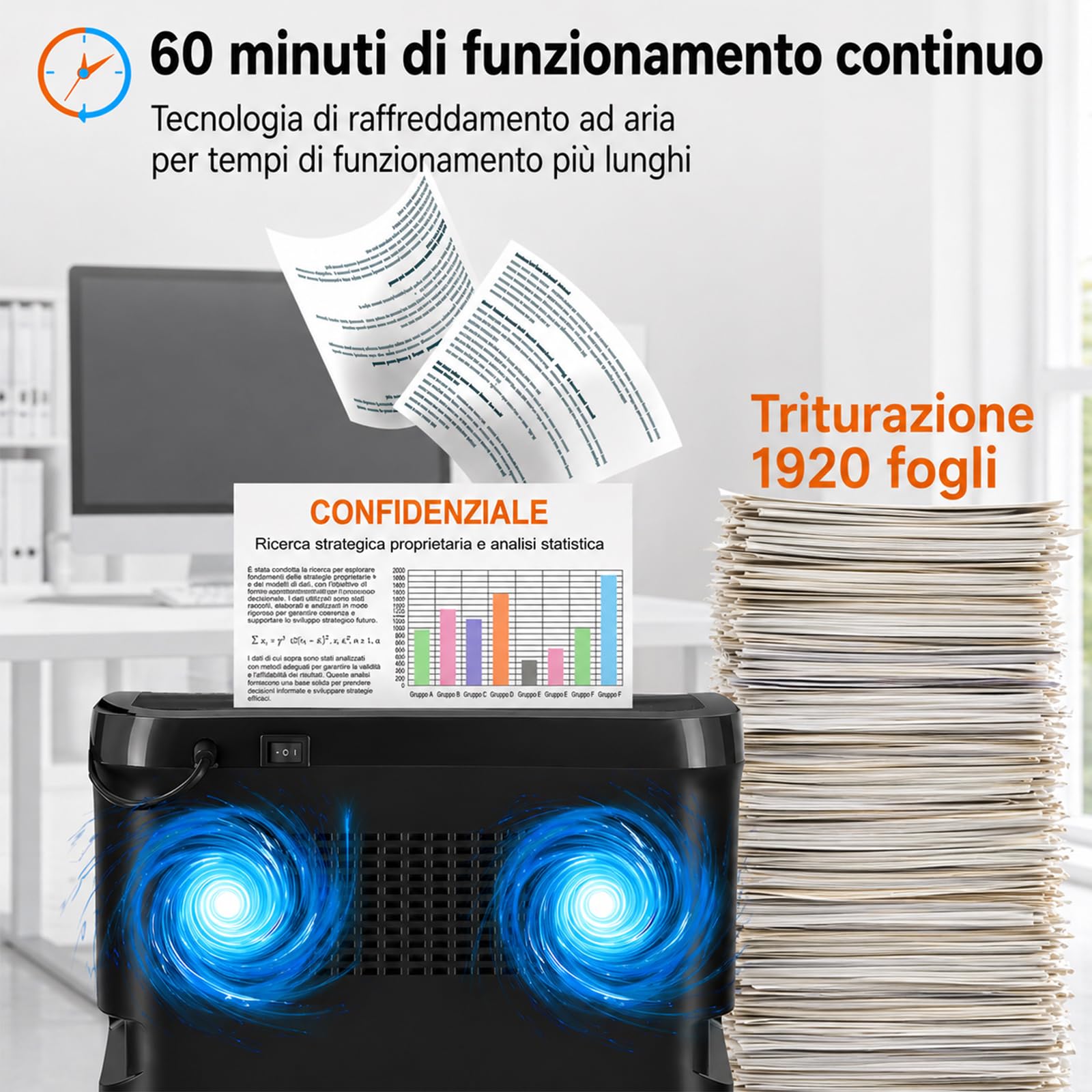 Distruggi documenti da 18 Fogli, VidaTeco Micro-Cut Tritacarte per CD e Carte di Credito, 60 Minuti di Uso Continuato, Cestino da 30 Litri, Trituratore ad Alta Sicurezza(P-4) per Casa e Ufficio, Nero