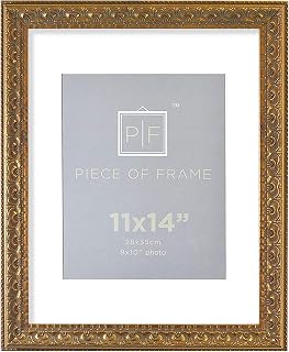 Golden State Art 11x14 Bronze Ornate Photo Frame with White Mat for 8x10 Pictures & Real Glass