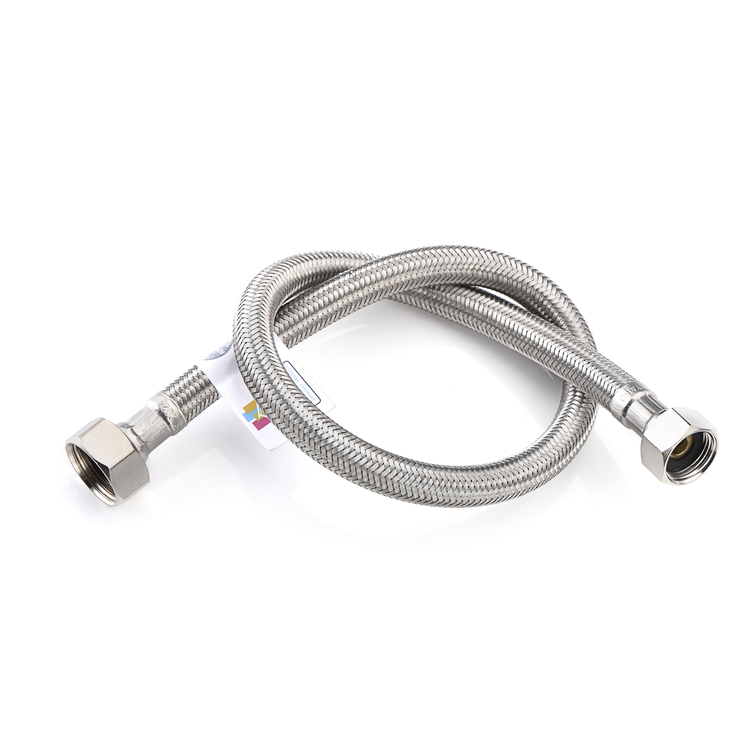 Home Range 500mm WRAS Approved 3/8 x 1/2 Flexi Flexible Connector Hose Pipe Stainless Steel Braided Pipe Connector with 1/2" Female BSP to 3/8" Female BSP, 10 Bar Pressure, 90C Max Temp (500mm)