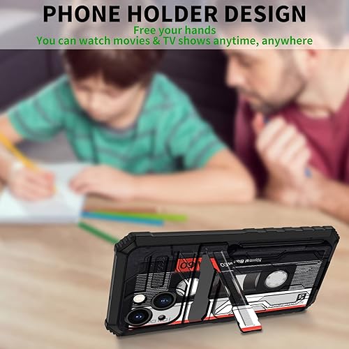 Vista 35 de Funda tipo cartera para iPhone 13 Pro Max con soporte para tarjeta de crédito y soporte de doble capa de policarbonato duro de PC suave TPU a prueba