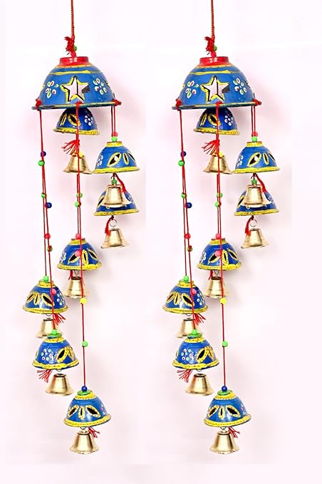 Diwali Corporate Decorative Handcrafted Rajasthani Door Wall Hanging Home Decor Furnishing (Bells), Multicolour (Bell 1)