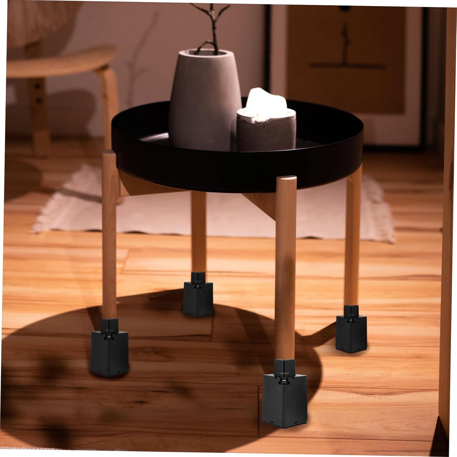 Homoyoyo 4pcs Adjustable Furniture Risers for Bed Sofa and Table Height Increasing Support Pads Material Easy to Use Compatible Furniture Types