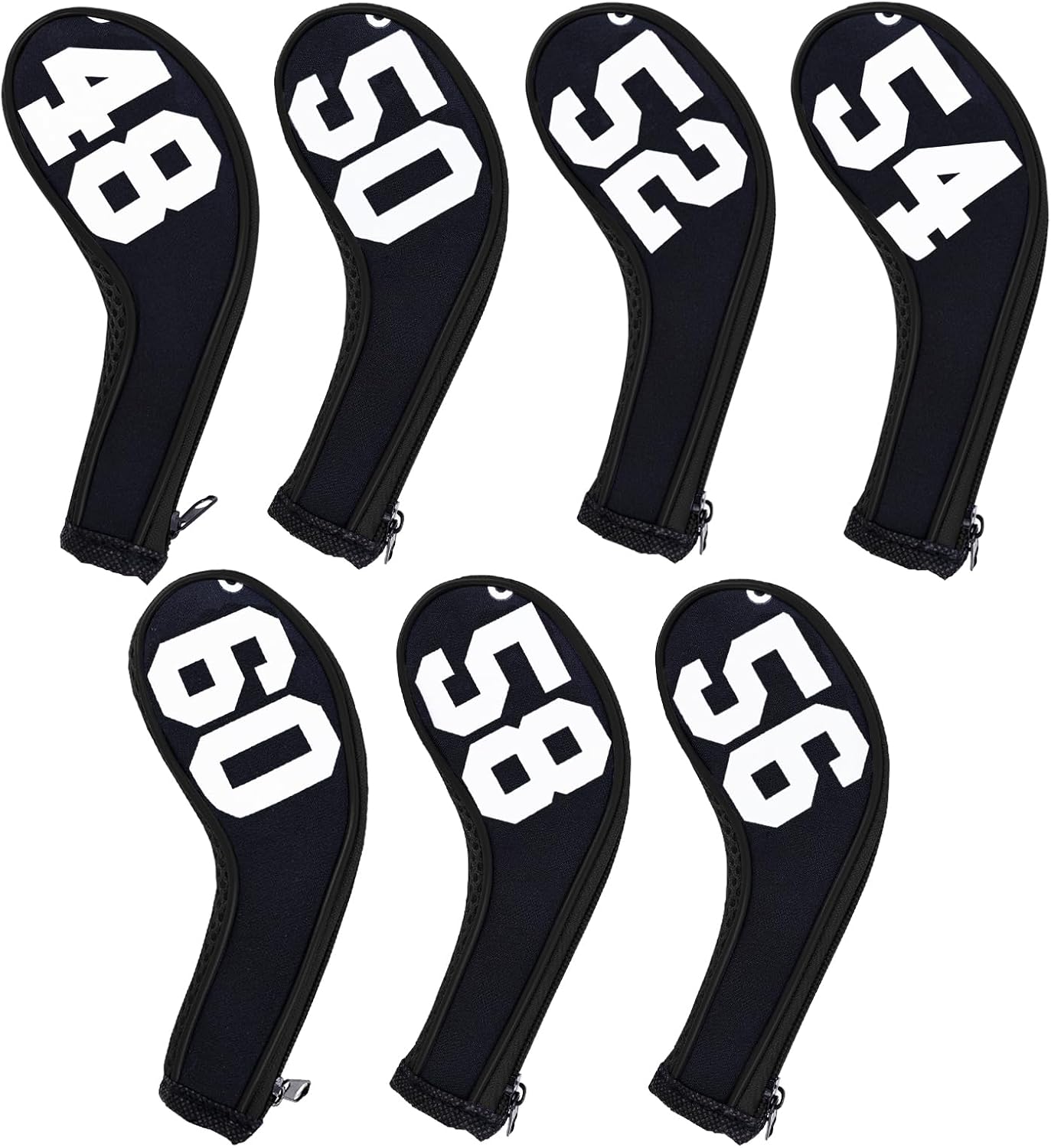 Andux 7Pack Golf Wedge Irons Club Head Covers Degree NO. on Both Sides Long Neck with Zipper