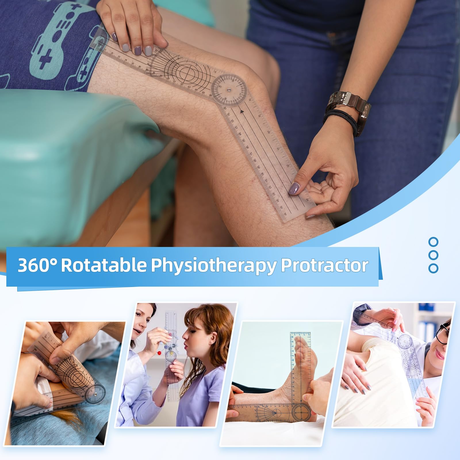 Goniometro 360 Gradi, PVC Goniometro Fisioterapia 360° Trasparenti, 36cm Goniometro Ortopedico Misuratore Angoli