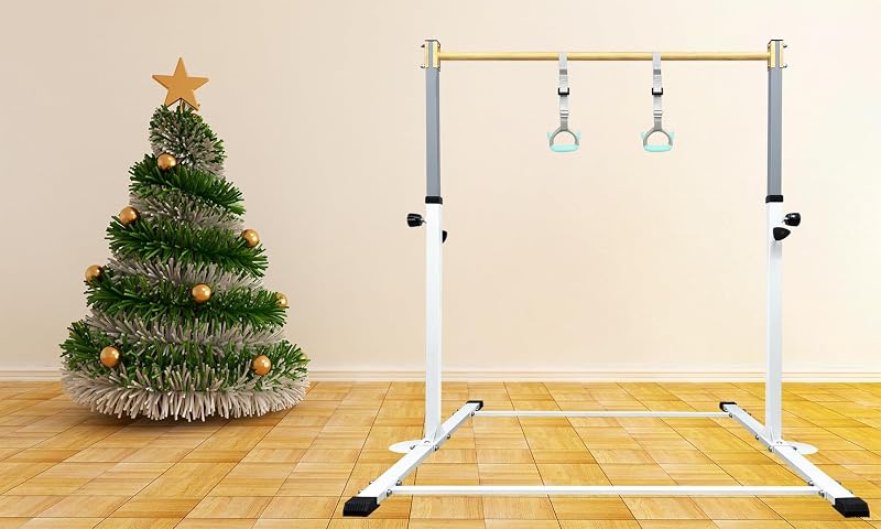 HomeSun Tornagerenda Gyerekeknek Gyűrűkkel - Állítható Magasságú 90-150 cm Tornaállvány, 100 kg Teherbírású Edzőeszköz, Egyszerű Összeszerel