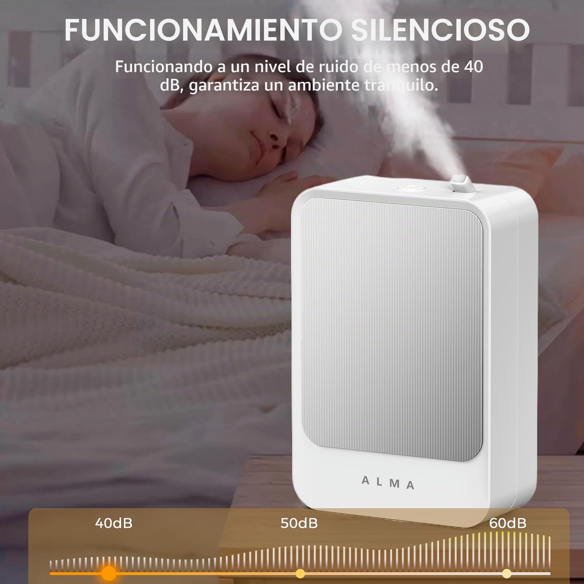 ALMA® Difusor & Humidificador de Aceites Esenciales – Perfume de Ambiente Ultra-Performante para Grandes Superficies hasta 200 m² – Tecnología Silenciosa, Programación Inteligente y Diseño Elegante