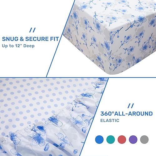 Miniatura 5 de ARTALL Juego de sábanas de 4 piezas con estampado floral, sábanas de microfibra suave para todas las estaciones, incluye 2 fundas de almohada, 1