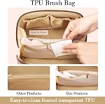 Birthday Gifts for Women Teen Girl, Personalized Initial Makeup Organizer Bag Set, Open Flat Travel Cosmetic Bag With Clear Divider and Handle, Brown, 9.1 x 4.33 x 4.73 inches, A
