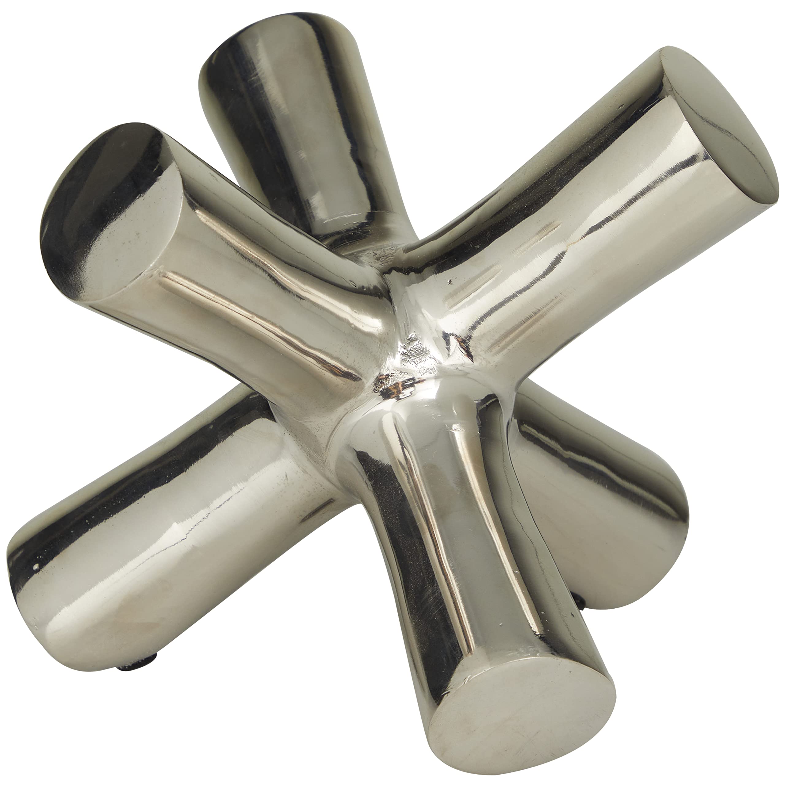 Deco 79 Aluminum Metal Abstract Decorative Sculpture Jack Home Decor Statue, Accent Figurine 8" x 9" x 7", Silver