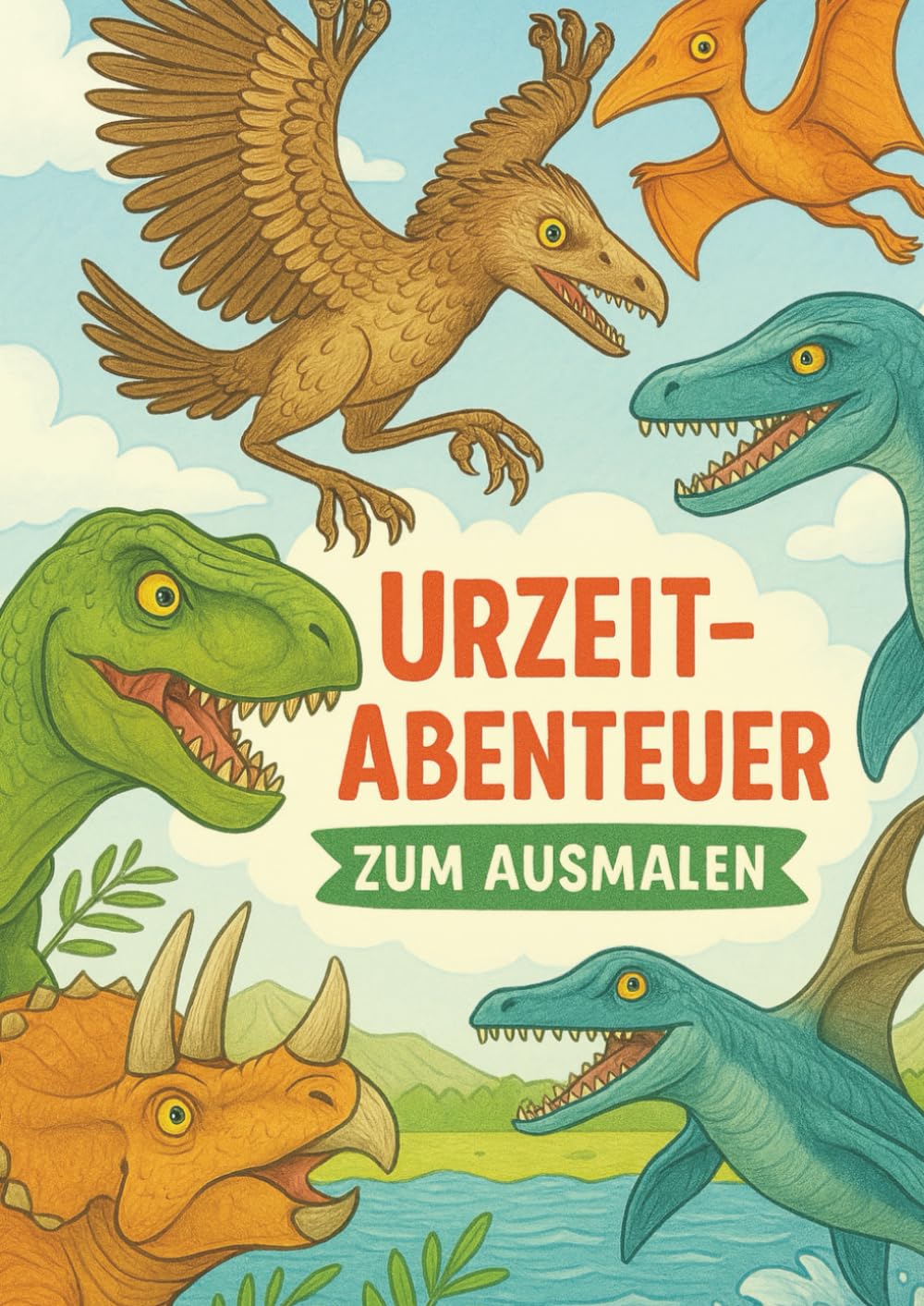 Urzeit-Abenteuer zum Ausmalen: Mit spannenden Dino-Geschichten und liebevollen Ausmalbildern zum Entdecken