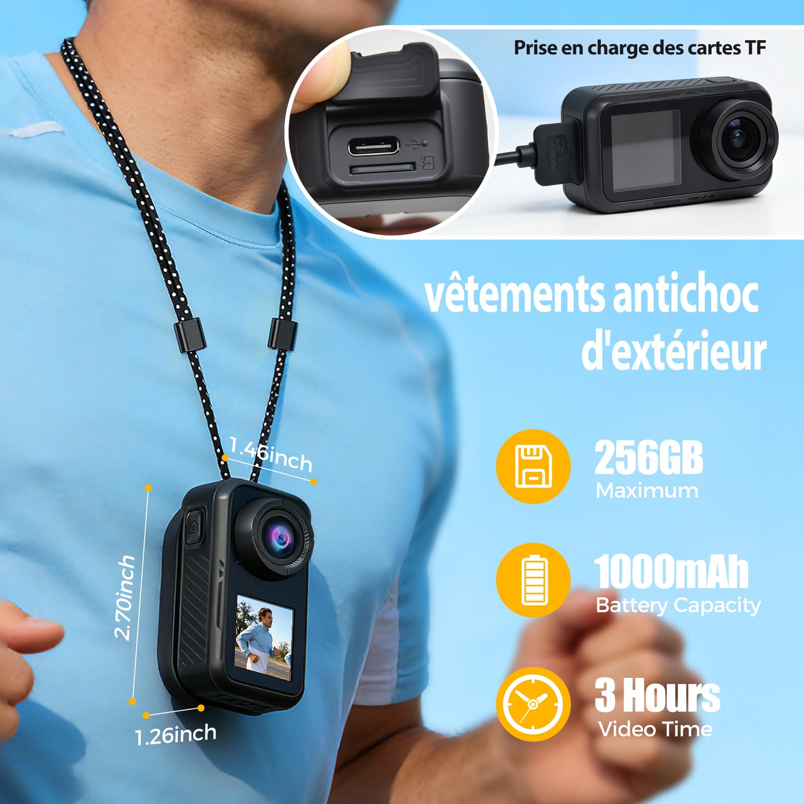 AIKER Caméra Sport 4k 60fps,Version Améliorée Camera Action WiFi 130°,Double Écran Camera Moto Étanche Jusqu'À 30m avec Stabilisation,Qualité d'image Ultra HD avec Accessoires Multifonctions