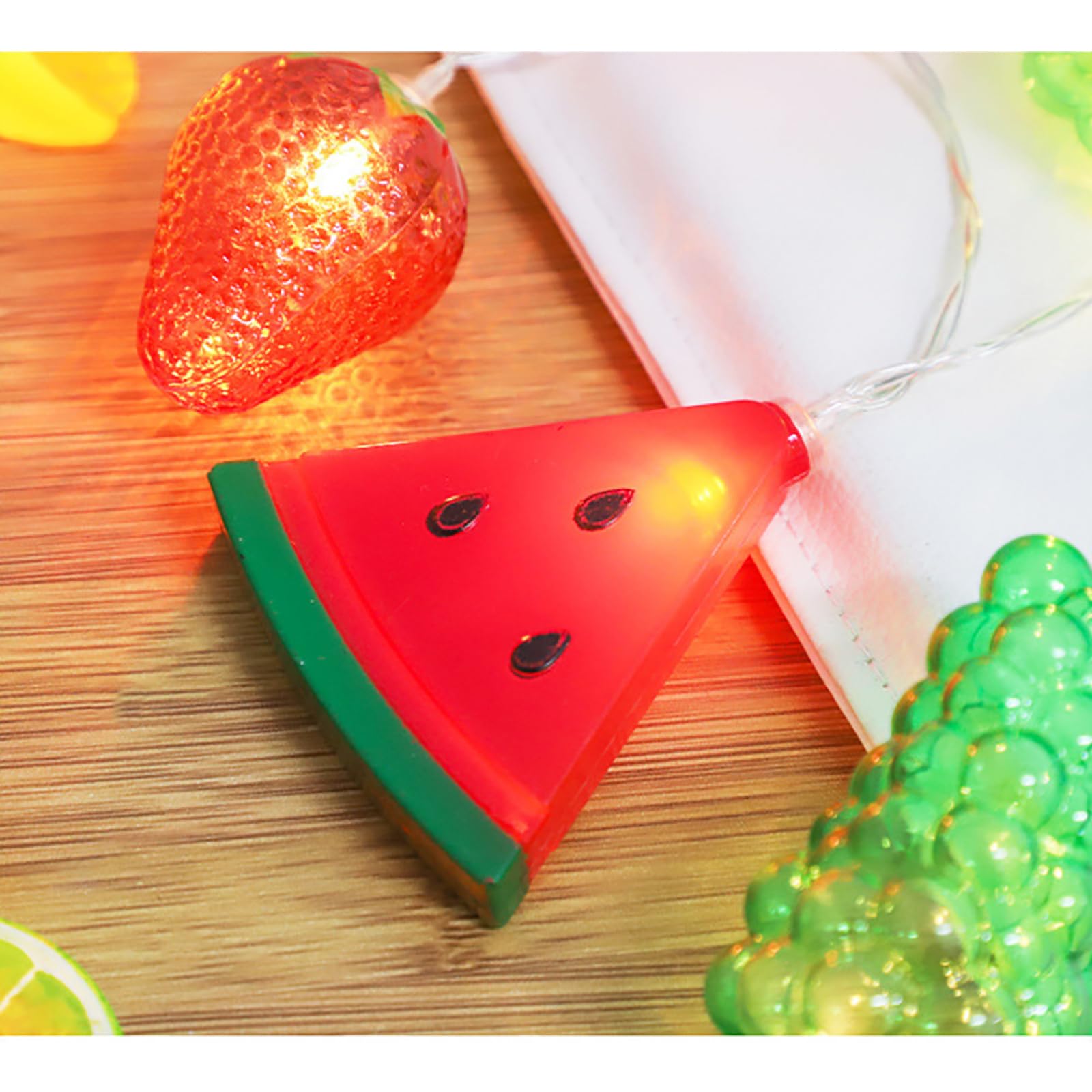 Guirlande Lumineuse créative Forme Fruits, alimentée par Piles, Fil argenté, éclairage d'ambiance LED, luminaire décoratif pour Noël, fête, Maison, Bureau