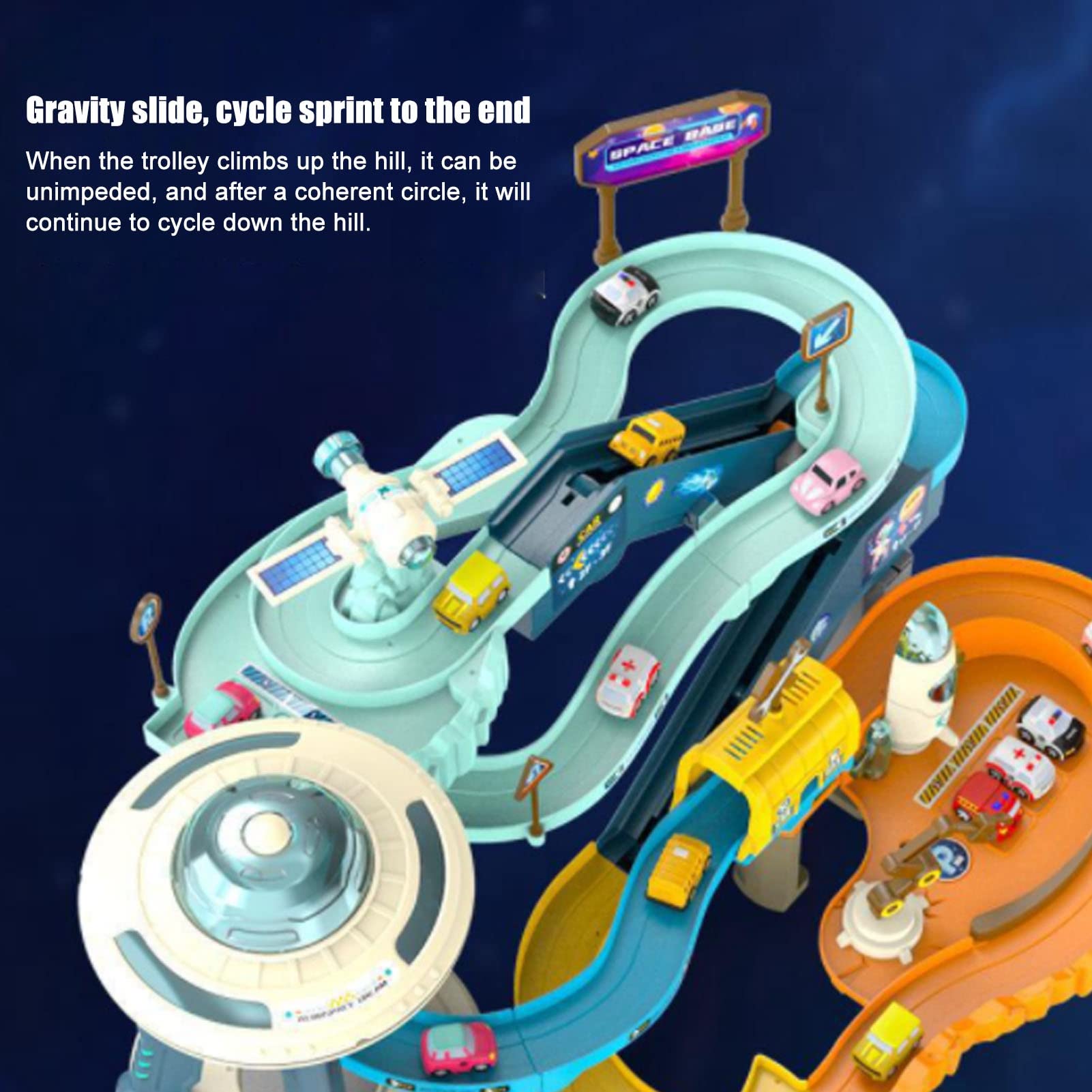 Giochi da Costruzione Macchinine da Corsa Piste da Corsa per Bambini Avventura Ferroviaria Giocattolo Avventura Spaziale Playset con 43 Accessori per Bambini sopra i