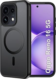 FDHYFGDY Hülle für Oppo Reno 16 5G/Reno 16 Pro 5G Magnetische Schutzhülle, Ultradünne Kratzfeste PC-Hartschale+Seitliches Rutschfestes Weiches Silikon,rutschfest und Stoßfest-Halbtransparent Mattiert