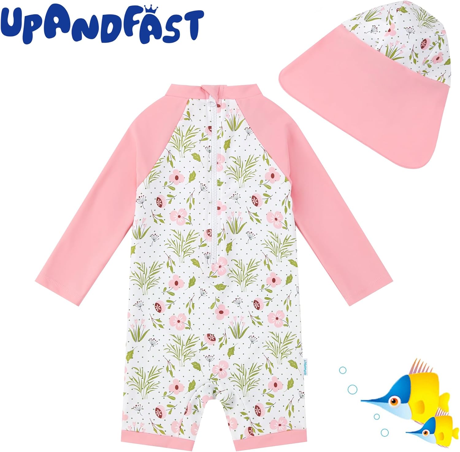 upandfast Baby/Toddler Girls Sunsuit Swimsuit with Snap Bottom UPF 50+ Infant One Piece Rashguard Swimwear - Image 2