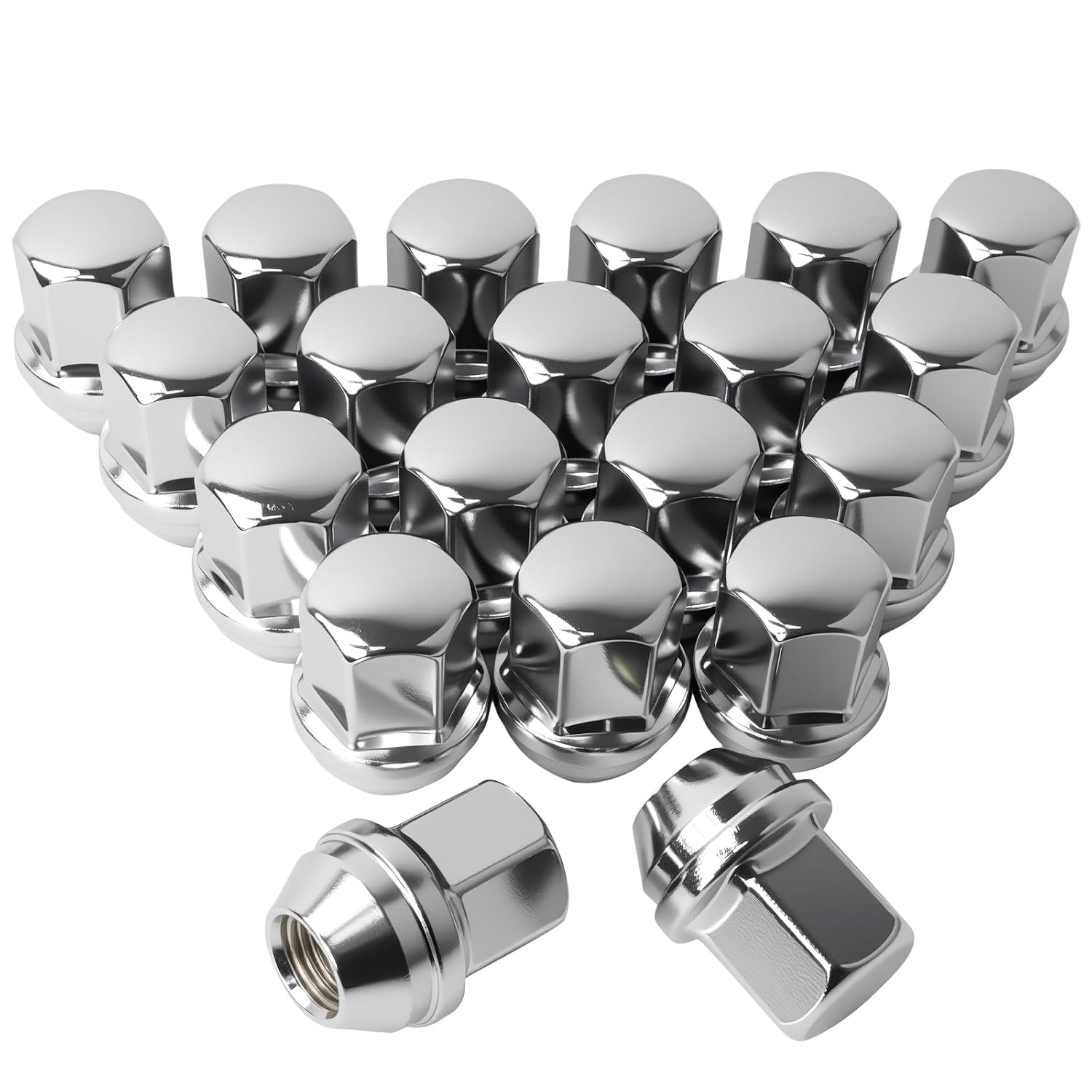 M14×1.5 OEM Lug Nuts,Large Acorn Seat Wheel Lug Nuts,Hex 22mm(7/8')' Height 1.5'' Conical Cone Bulge Seat(20Pcs,Chrome)