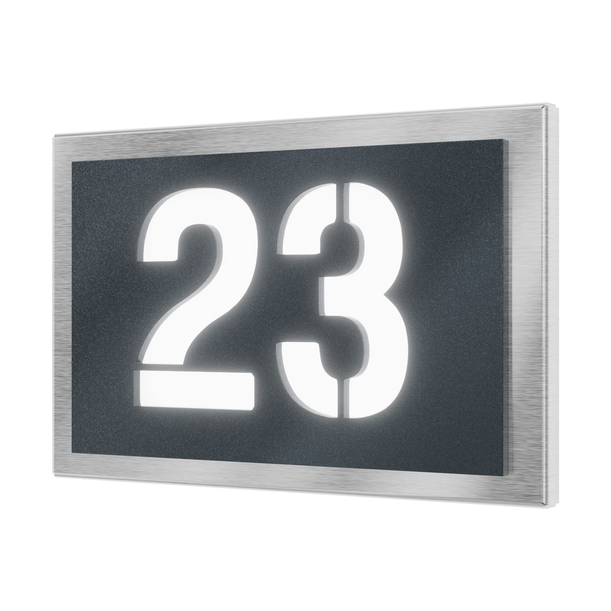 beleuchtete Hausnummer aus V2A Edelstahl 215x150mm - Anthrazit RAL 7016 - Wetterfest Rostfrei Individuell anpassbar nach eigener Nummer - Made in Germany