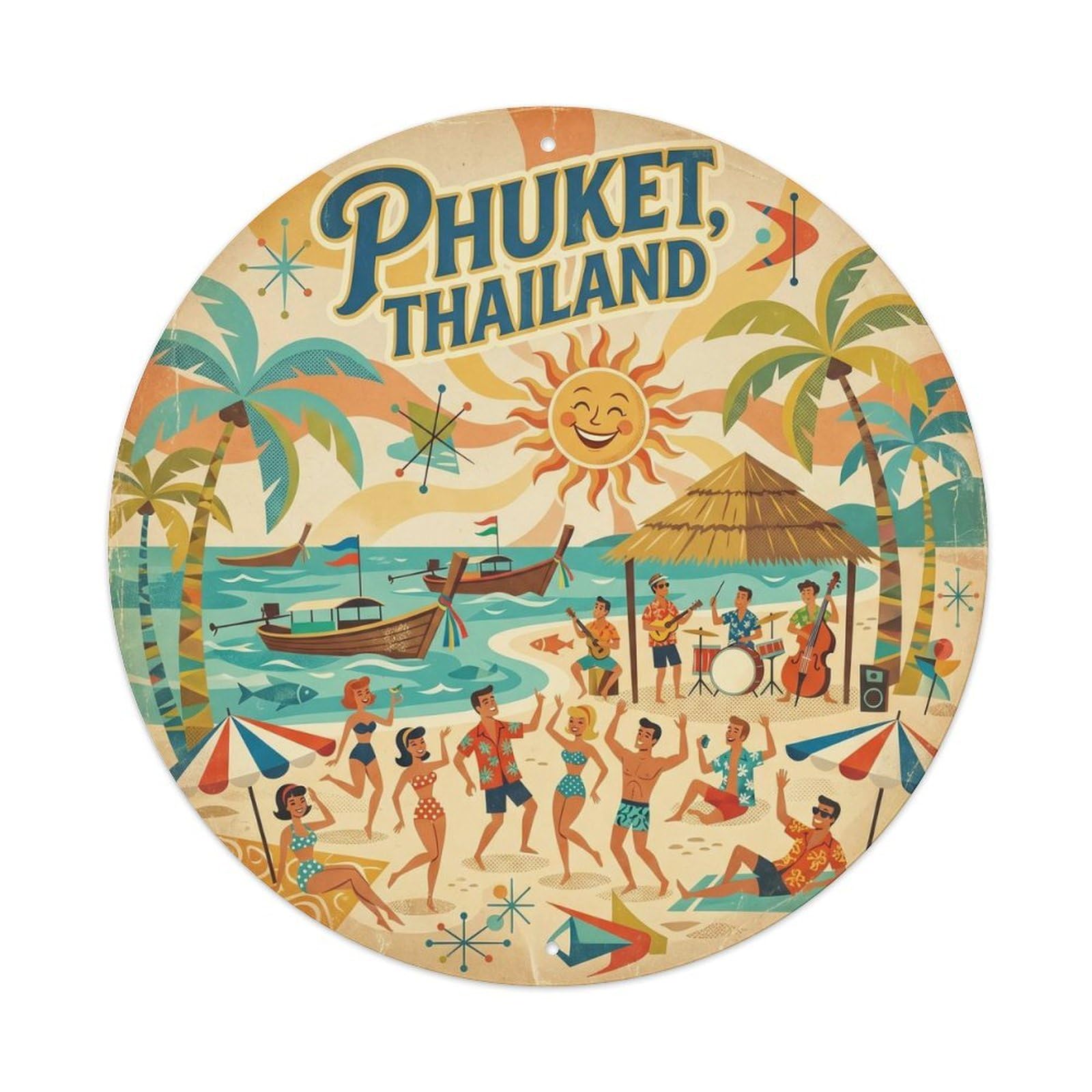 Phuket Paradise Beach Party Tropical Island Scenery Metal Tin Sign
